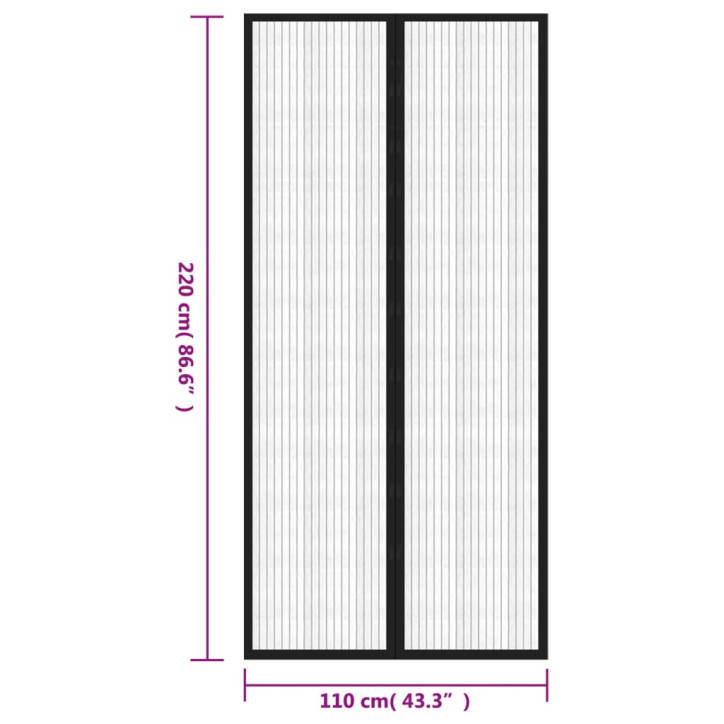 Tinkleliai nuo vabzdžių durims, 2vnt., juodi, 220x110cm