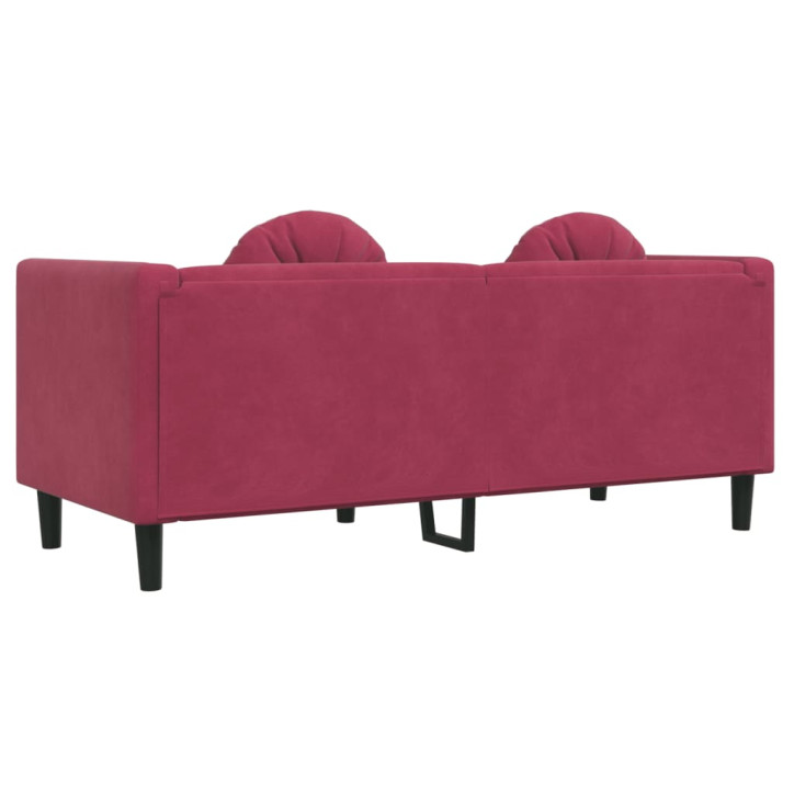 Dvivietė sofa su pagalvėlėmis, vyno raudonos spalvos, aksomas