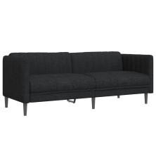 Trivietė sofa, juodos spalvos, audinys