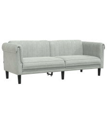 Trivietė sofa, šviesiai pilkos spalvos, aksomas