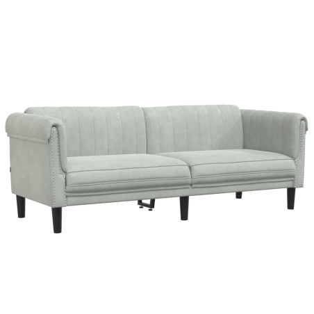 Trivietė sofa, šviesiai pilkos spalvos, aksomas