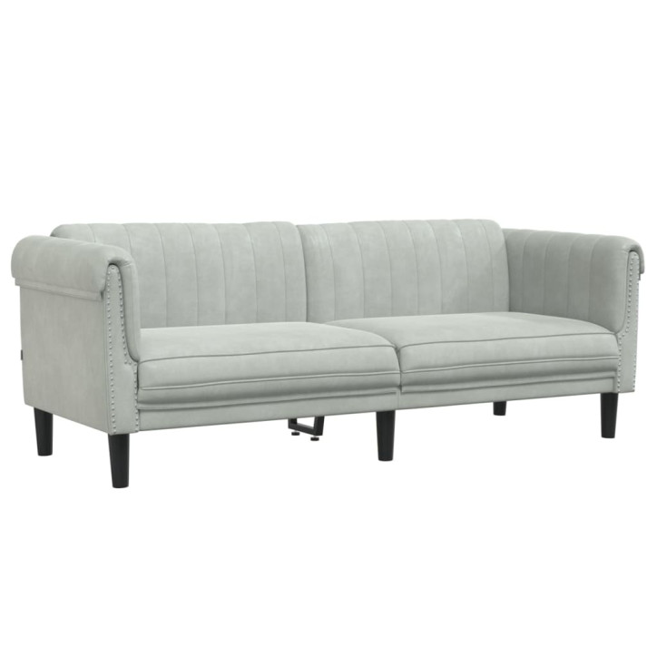 Trivietė sofa, šviesiai pilkos spalvos, aksomas