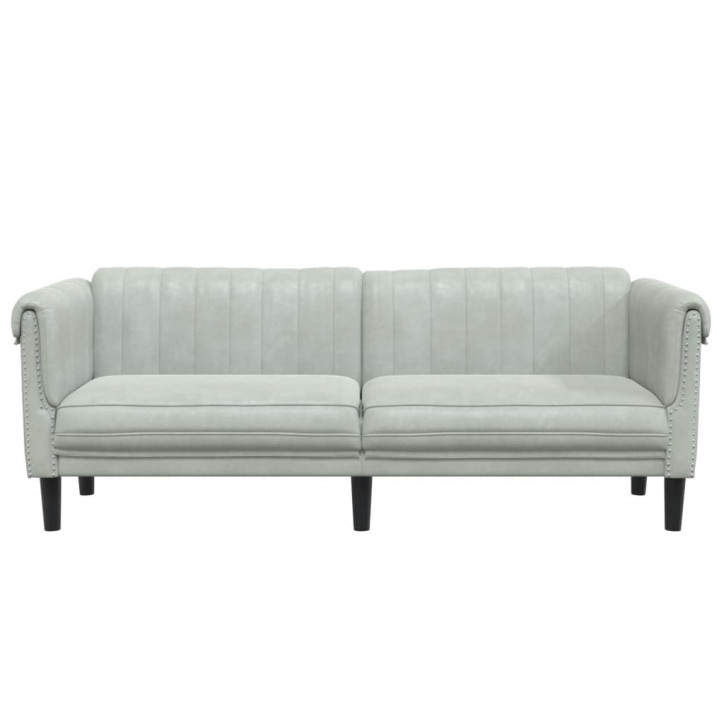 Trivietė sofa, šviesiai pilkos spalvos, aksomas