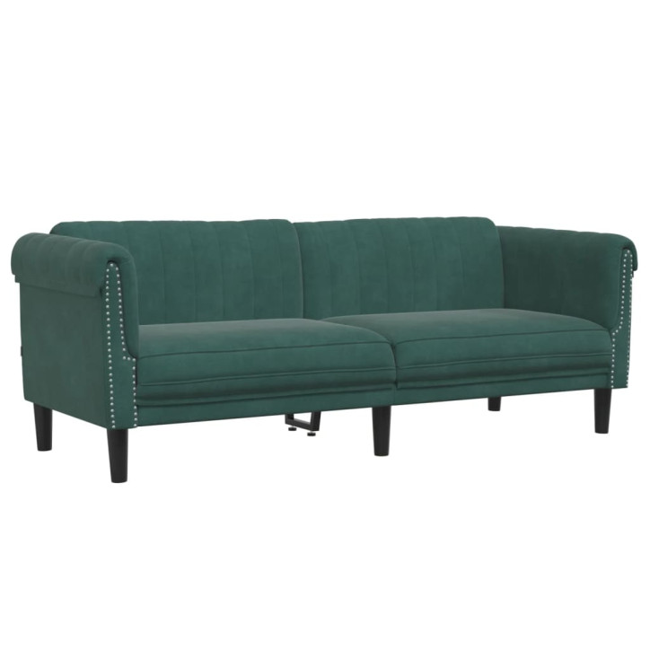 Trivietė sofa, tamsiai žalios spalvos, aksomas