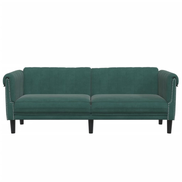 Trivietė sofa, tamsiai žalios spalvos, aksomas