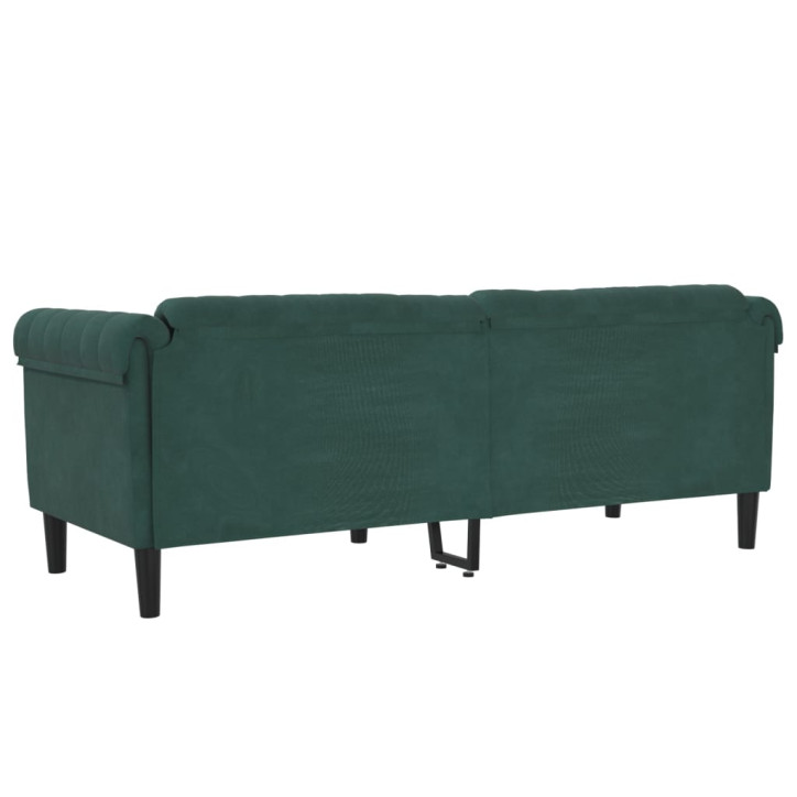 Trivietė sofa, tamsiai žalios spalvos, aksomas