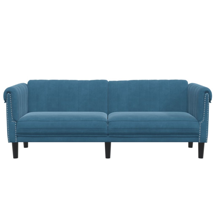 Trivietė sofa, mėlynos spalvos, aksomas