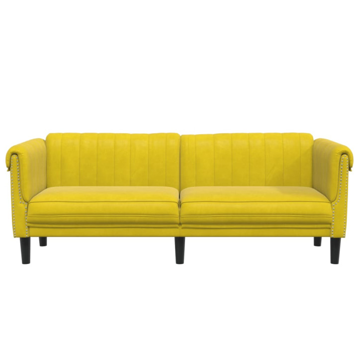 Trivietė sofa, geltonos spalvos, aksomas