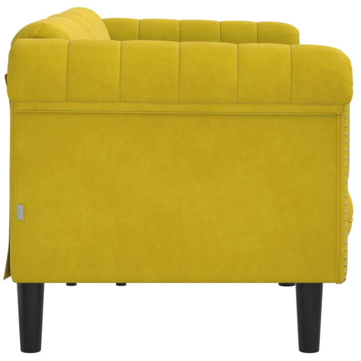 Trivietė sofa, geltonos spalvos, aksomas