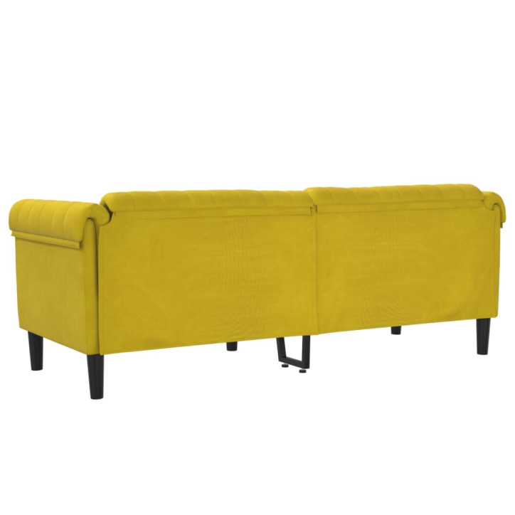 Trivietė sofa, geltonos spalvos, aksomas