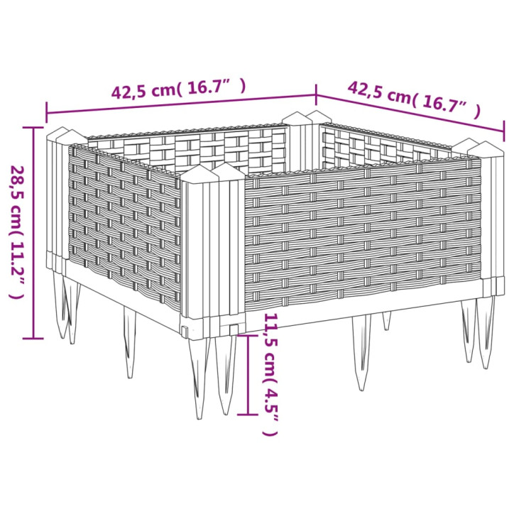 Sodo lovelis su kuoliukais, juodas, 42,5x42,5x28,5cm, PP