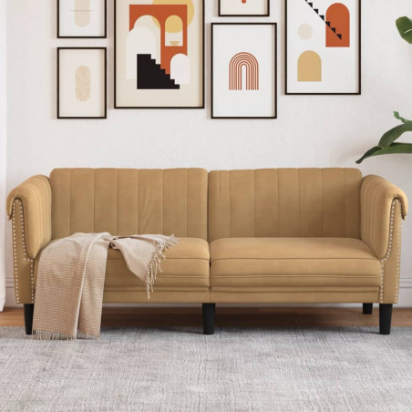 Dvivietė sofa, rudos spalvos, aksomas