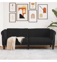 Trivietė sofa, juodos spalvos, aksomas