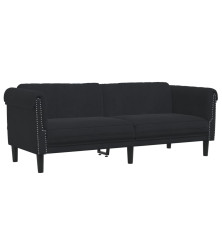 Trivietė sofa, juodos spalvos, aksomas