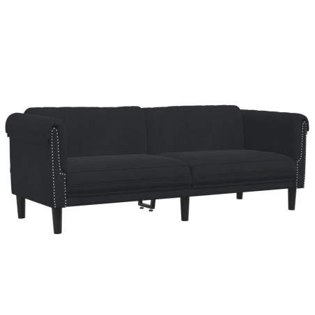 Trivietė sofa, juodos spalvos, aksomas