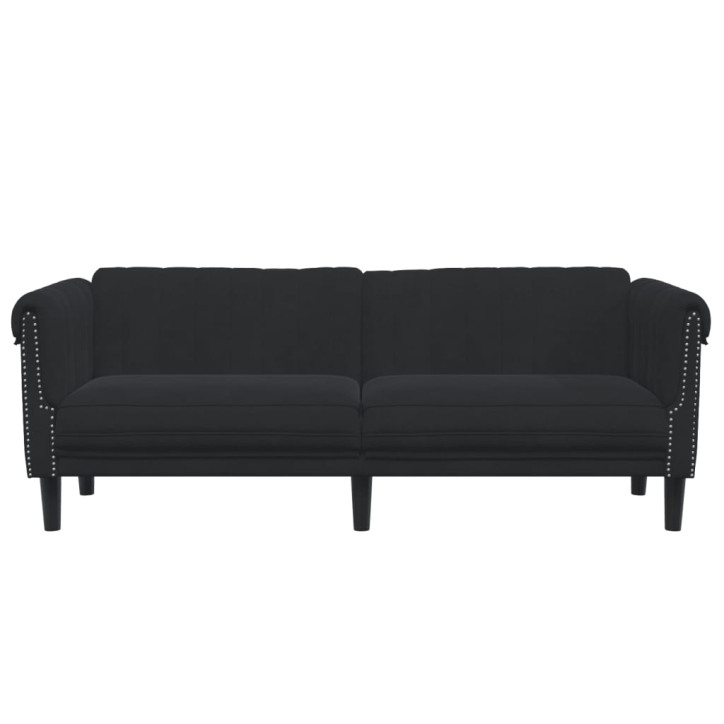 Trivietė sofa, juodos spalvos, aksomas