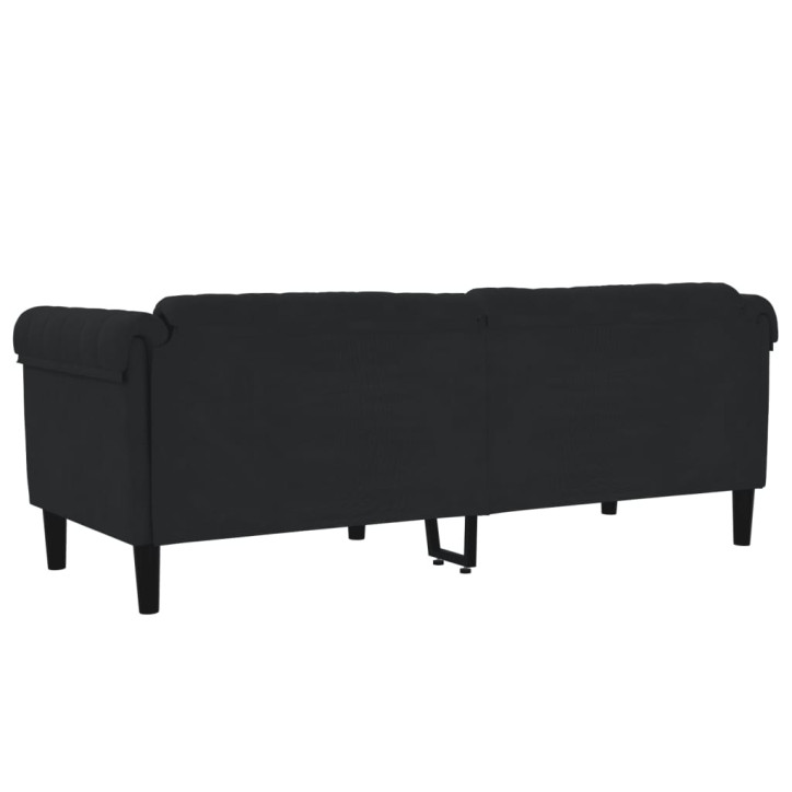 Trivietė sofa, juodos spalvos, aksomas