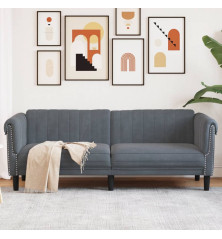 Trivietė sofa, tamsiai pilkos spalvos, aksomas