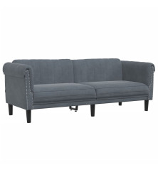 Trivietė sofa, tamsiai pilkos spalvos, aksomas