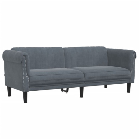 Trivietė sofa, tamsiai pilkos spalvos, aksomas