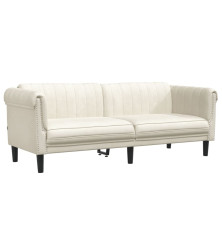 Trivietė sofa, kreminės spalvos, aksomas