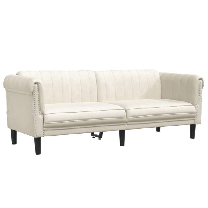 Trivietė sofa, kreminės spalvos, aksomas