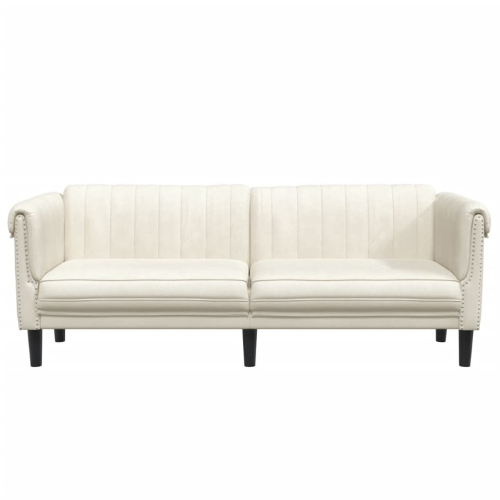 Trivietė sofa, kreminės spalvos, aksomas