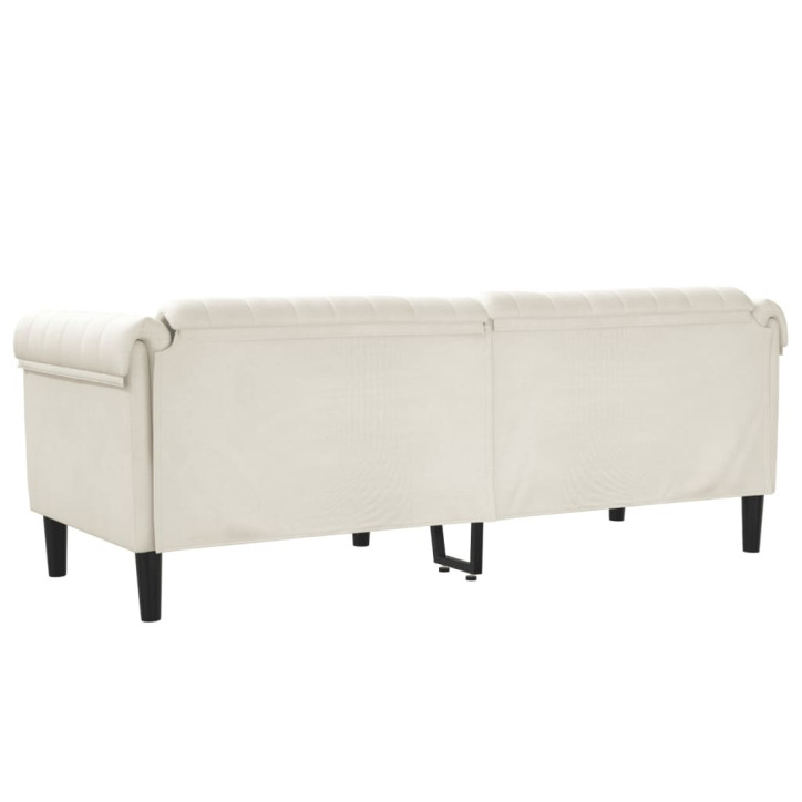 Trivietė sofa, kreminės spalvos, aksomas