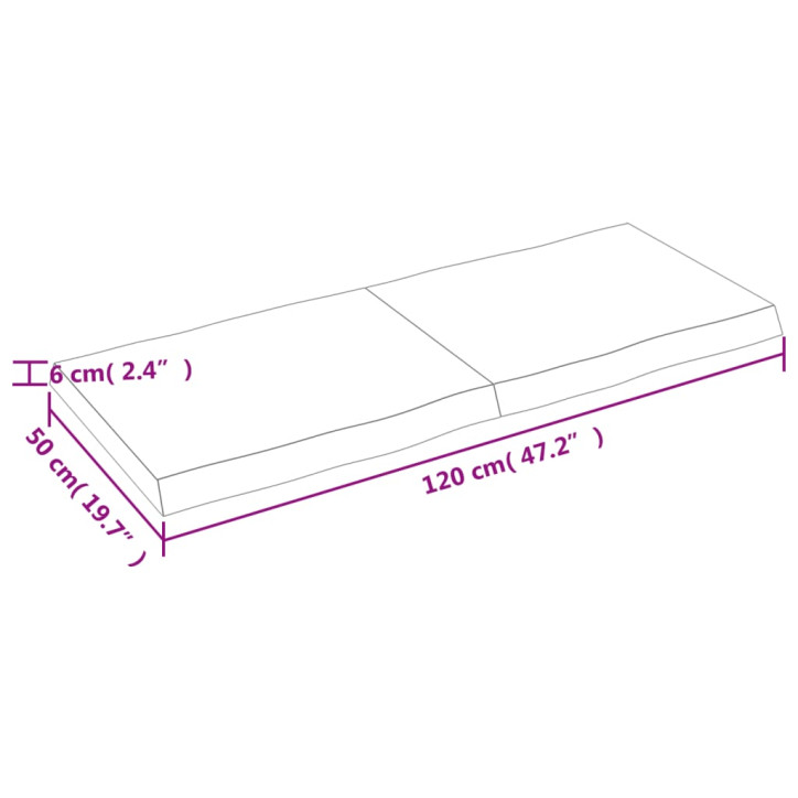 Stalviršis, 120x50x(2–6)cm, medienos masyvas, su gyvu kraštu