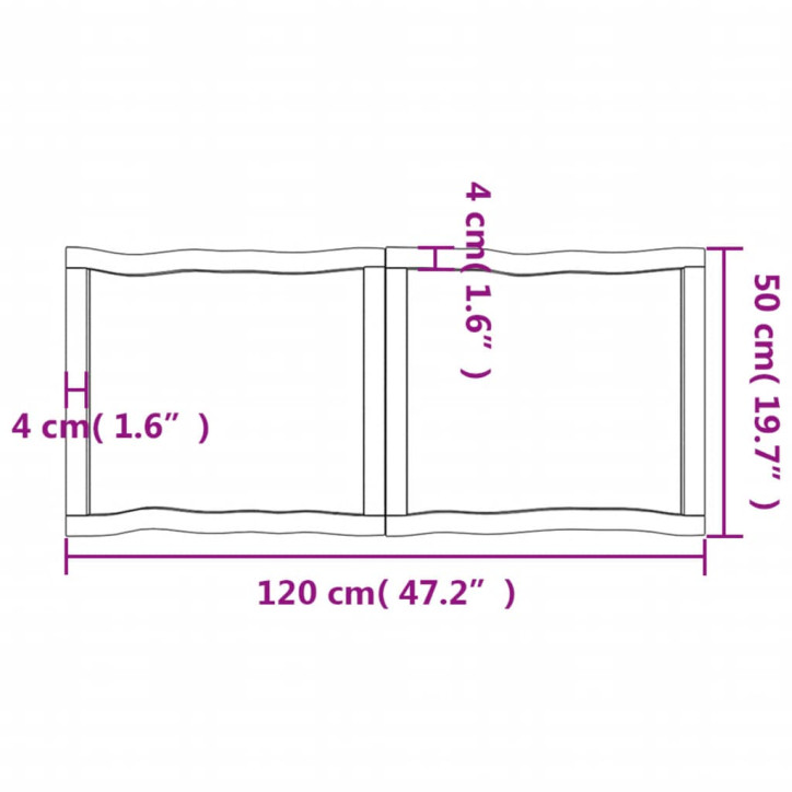 Stalviršis, 120x50x(2–6)cm, medienos masyvas, su gyvu kraštu