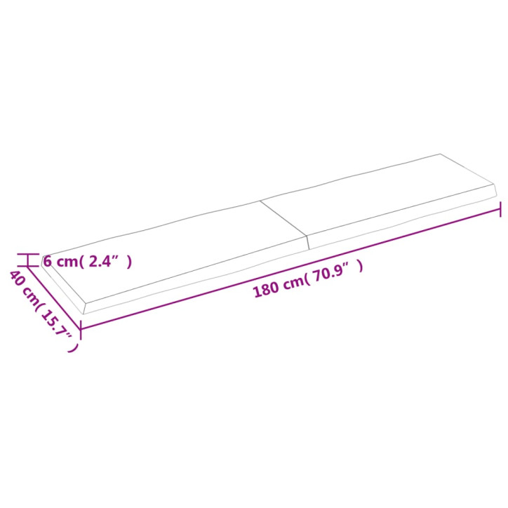 Stalviršis, 180x40x(2–6)cm, medienos masyvas, su gyvu kraštu