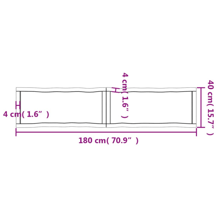 Stalviršis, 180x40x(2–6)cm, medienos masyvas, su gyvu kraštu