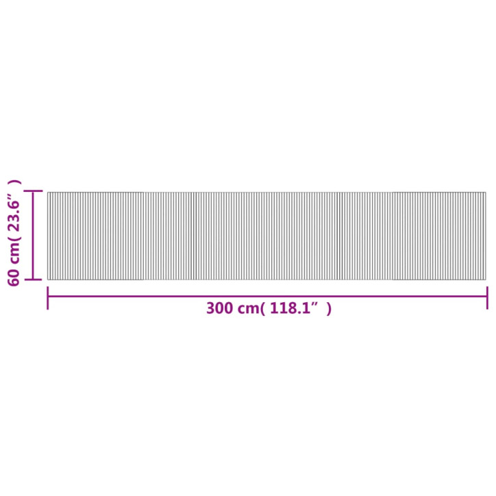 Kilimas, šviesus natūralus, 60x300cm, bambukas, stačiakampis