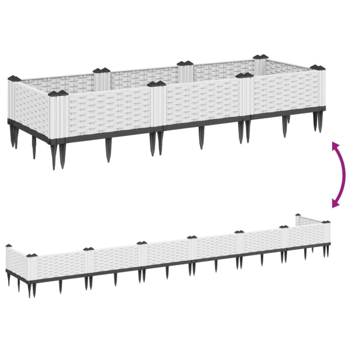 Sodo lovelis su kuoliukais, baltas, 125x40x28,5cm, PP