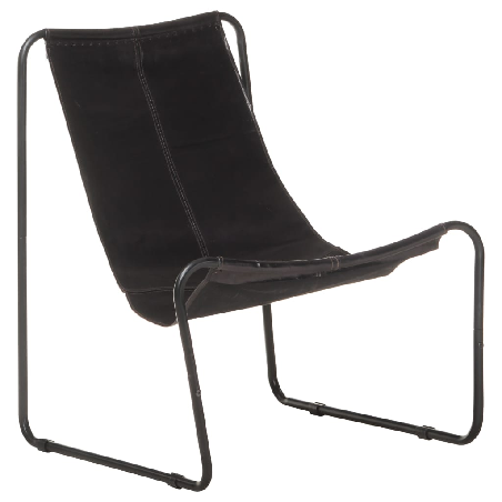 Poilsio kėdė, juodos spalvos, tikra oda