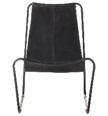Poilsio kėdė, juodos spalvos, tikra oda