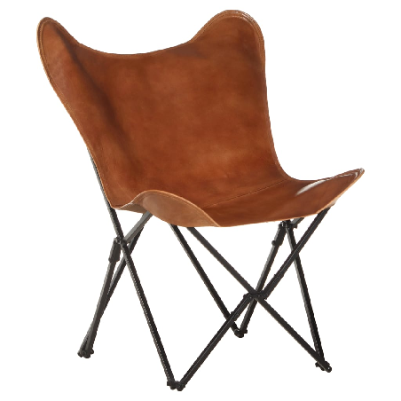 Sulankstoma išskleidžiama kėdė, rudos spalvos, tikra oda