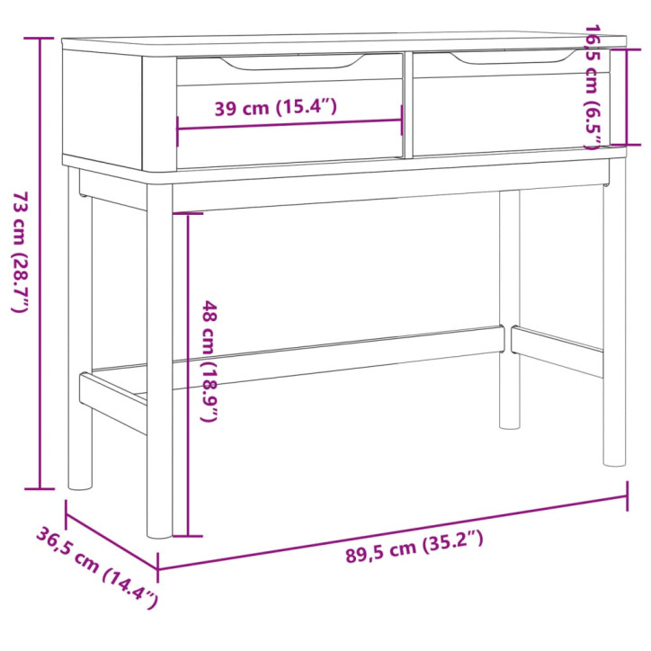 Konsolinis staliukas FLORO, pilkas, 89,5x36,5x73cm, pušis