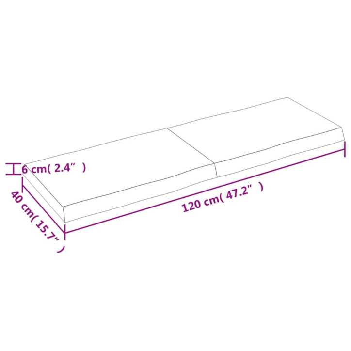 Stalviršis, 120x40x(2–6)cm, medienos masyvas, su gyvu kraštu