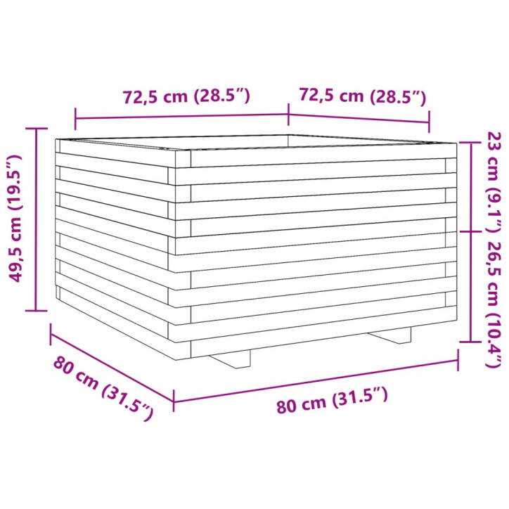 Sodo lovelis, baltas, 80x80x49,5cm, pušies medienos masyvas