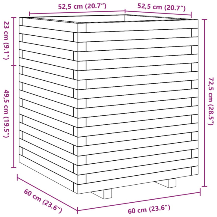 Sodo lovelis, 60x60x72,5cm, pušies medienos masyvas