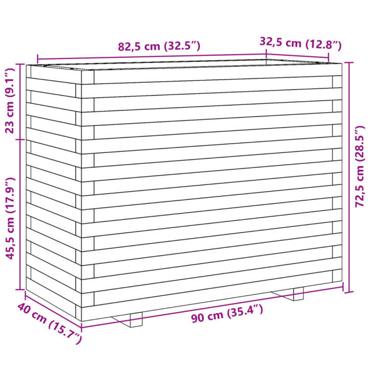 Sodo lovelis, 90x40x72,5cm, impregnuota pušies mediena