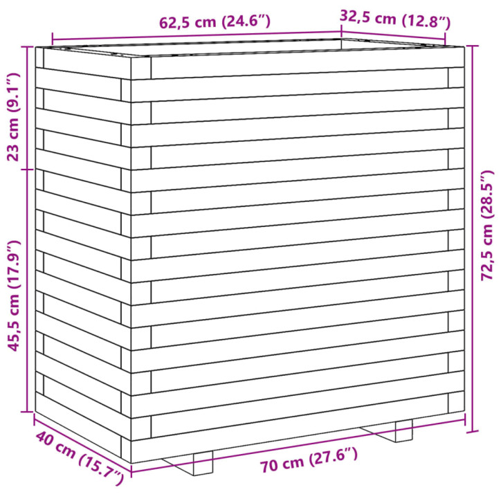 Sodo lovelis, 70x40x72,5cm, impregnuota pušies mediena