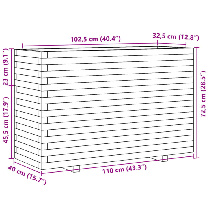 Sodo lovelis, 110x40x72,5cm, impregnuota pušies mediena