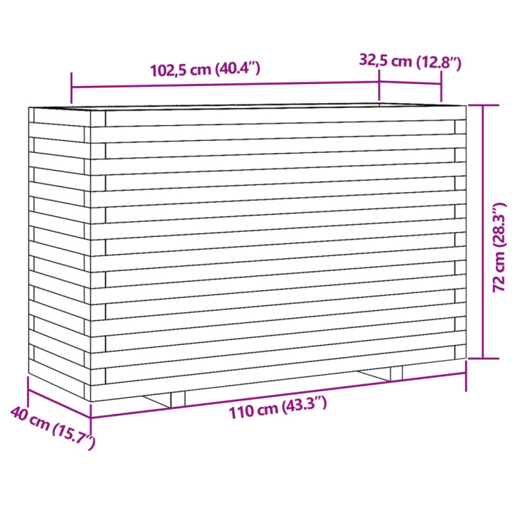 Sodo lovelis, 110x40x72cm, impregnuota pušies mediena