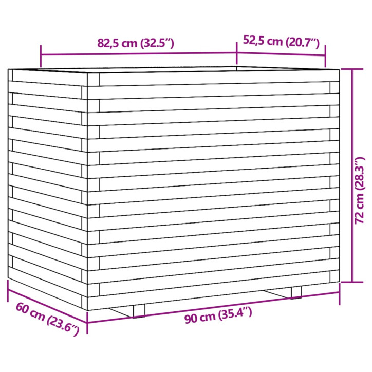 Sodo lovelis, 90x60x72cm, impregnuota pušies mediena