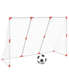 Futbolo vartai su kamuoliais, 2-1, balti, 184x64x124cm, metalas