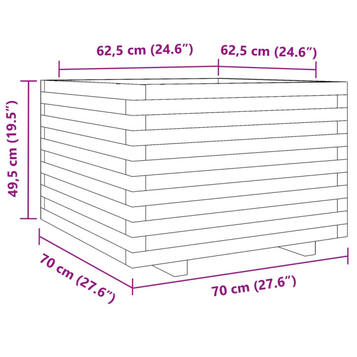 Sodo lovelis, 70x70x49,5cm, pušies medienos masyvas