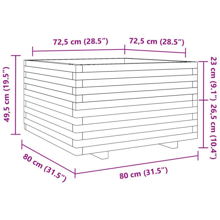 Sodo lovelis, 80x80x49,5cm, douglas eglės medienos masyvas