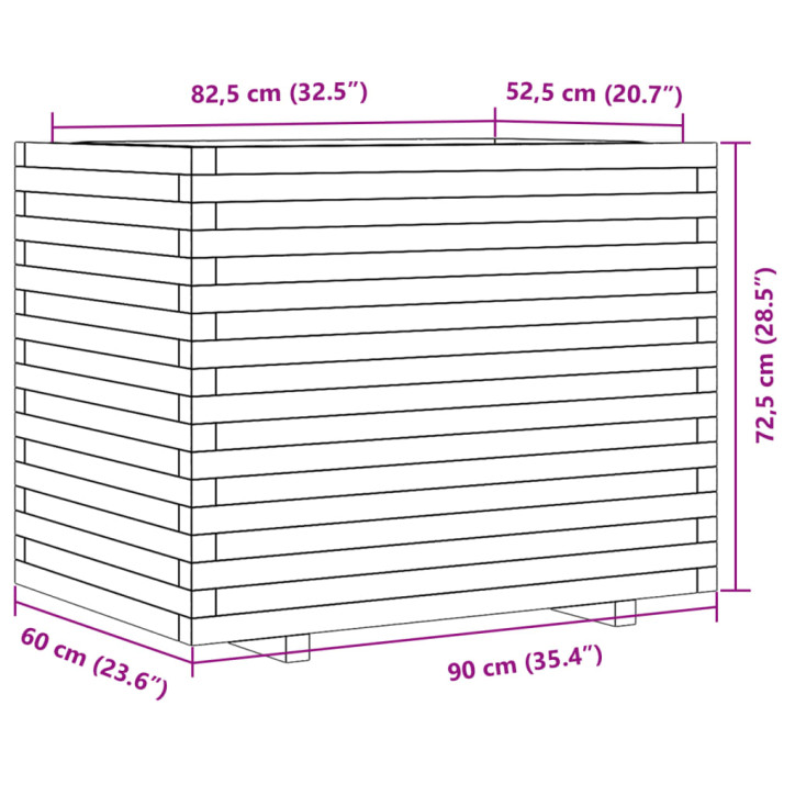 Sodo lovelis, 90x60x72,5cm, impregnuota pušies mediena